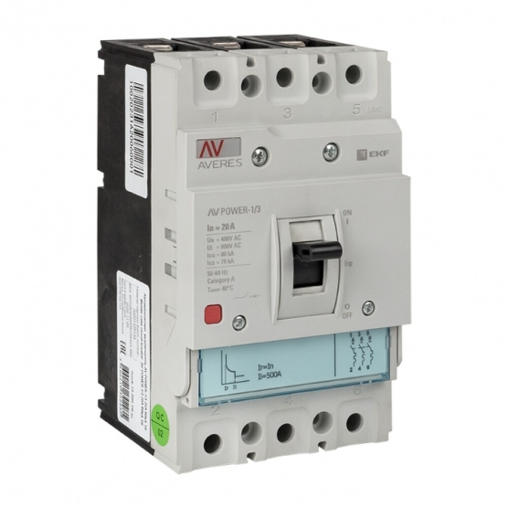 Изображение товара Автоматический выключатель EKF Averes Power 3P 20А 35кА литой корпус