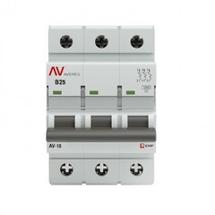 Автоматический выключатель модульный EKF Averes AV-10 3P 25А тип B 10 кА 400 В (mcb10-3-25B-av) - фото 2
