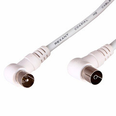 ТВ удлинитель Rexant штекер-гнездо угловой (1,5 м) белый (18-0022) - фото 1