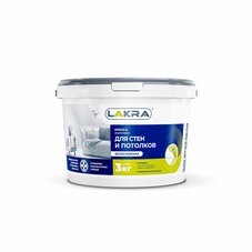 Краска акриловая для стен и потолков Лакра белоснежная 3 кг (8306467)