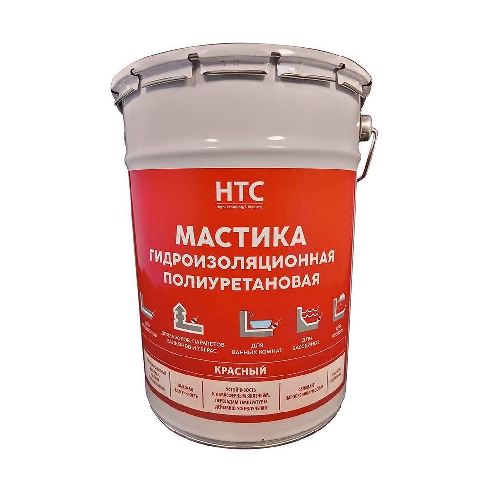 Изображение товара Гидроизоляционная полиуретановая мастика HTC 6 кг красная для кровли и фундаментов