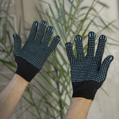 Перчатки х/б 4 нити с ПВХ покрытием черные 9 (L) - фото 4