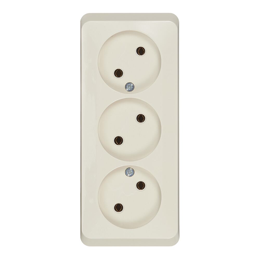 Изображение товара Розетка Systeme Electric Этюд накладная кремовая 3 гнезда IP20