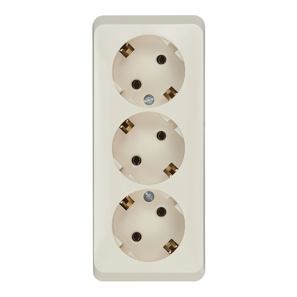 Изображение товара Розетка Systeme Electric Этюд накладная кремовая 3 гнезда IP20