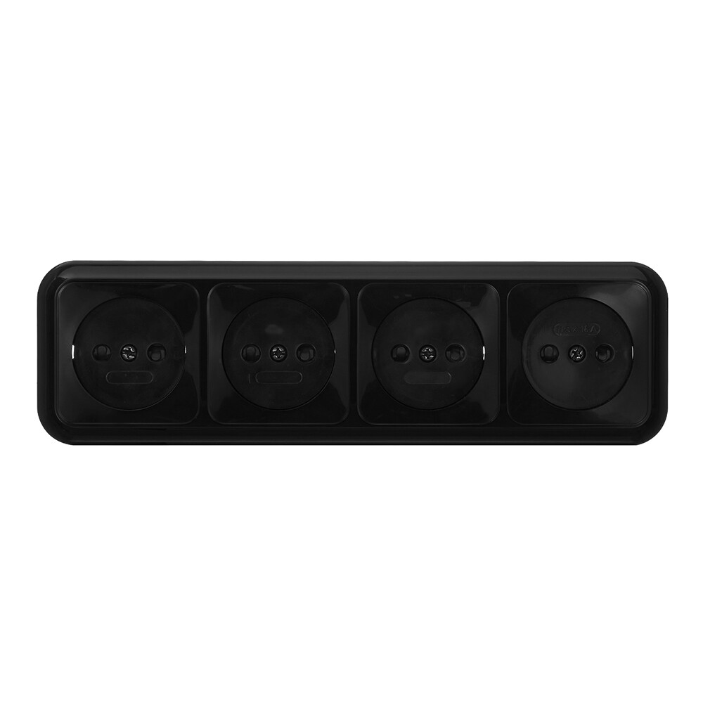 Изображение товара Розетка Svet EV0361-8341 наружная с шторками 4 гнезда IP20 черная