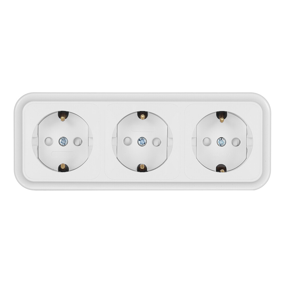 Изображение товара Розетка Svet накладная белая с 3 гнездами (EV0361-8430)
