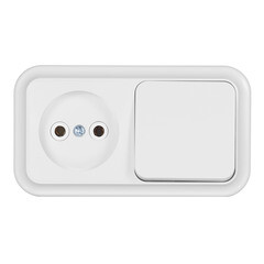 Изображение товара Блок выключатель и розетка Svet одноклавишный накладной белый (EV0362-5140)
