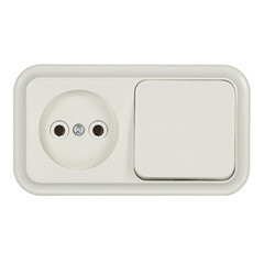 Изображение товара Блок выключатель и розетка Svet одноклавишный накладной бежевый (EV0362-5142)
