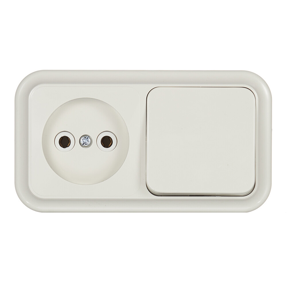 Изображение товара Блок выключатель и розетка Svet одноклавишный бежевый EV0362-5142