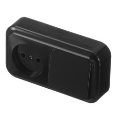 Блок выключатель и розетка Svet одноклавишный накладной черный (EV0362-5141/5699/5697) - фото 5