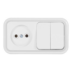Блок выключатель и розетка Svet двухклавишный накладной белый (EV0362-5240/5705) - фото 1