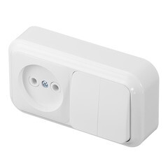 Блок выключатель и розетка Svet двухклавишный накладной белый (EV0362-5240/5705) - фото 4