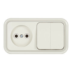 Изображение товара Блок выключатель и розетка Svet двухклавишный накладной бежевый (EV0362-5242)