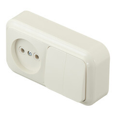 Блок выключатель и розетка Svet двухклавишный накладной бежевый (EV0362-5242/5703/5712) - фото 3