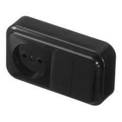 Блок выключатель и розетка Svet двухклавишный накладной черный (EV0362-5241/5729) - фото 5