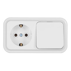 Блок выключатель и розетка Svet одноклавишный накладной белый (EV0362-5120/5736) - фото 1