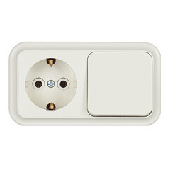 Изображение товара Блок выключатель и розетка Svet одноклавишный накладной бежевый (EV0362-5122)