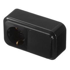 Блок выключатель и розетка Svet одноклавишный накладной черный (EV0362-5121/5758/5750) - фото 2