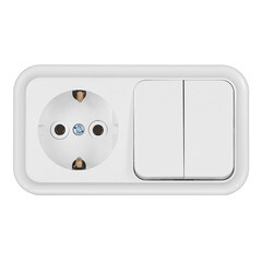 Изображение товара Блок выключатель и розетка Svet двухклавишный накладной белый (EV0362-5220)