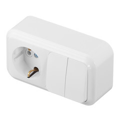 Блок выключатель и розетка Svet двухклавишный накладной белый (EV0362-5220/5767/5765) - фото 2