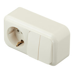 Блок выключатель и розетка Svet двухклавишный накладной бежевый (EV0362-5222/5774) - фото 5