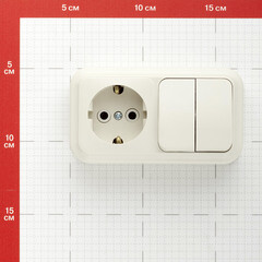 Блок выключатель и розетка Svet двухклавишный накладной бежевый (EV0362-5222/5774) - фото 2