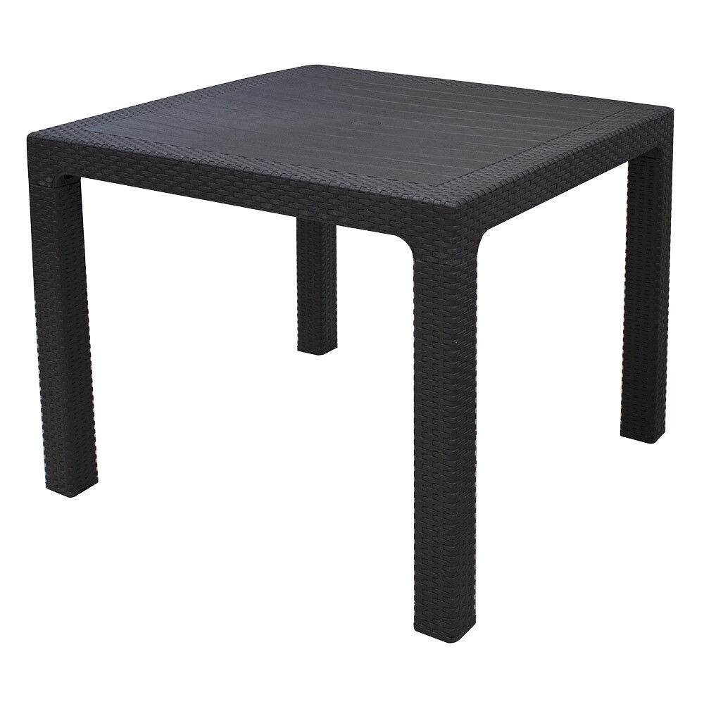 Изображение товара Пластиковый стол квадратный 900х900 мм с ротангом коричневый