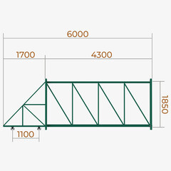 Ворота откатные каркас с комплектом под автоматику Премиум 4х2 м зеленые RAL 6005 правые - фото 4