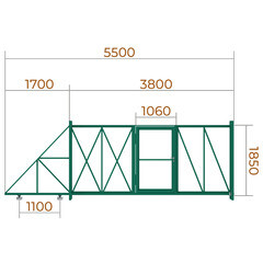 Ворота откатные каркас с комплектом под автоматику Премиум 3,5х2 м с калиткой зеленые RAL 6005 правые - фото 2