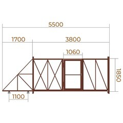Ворота откатные каркас с комплектом под автоматику Премиум 3,5х2 м с калиткой коричневые RAL 8017 правые - фото 4
