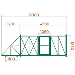 Ворота откатные каркас с комплектом под автоматику Премиум 4х2 м с калиткой зеленые RAL 6005 правые - фото 2