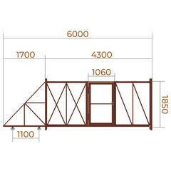 Ворота откатные каркас с комплектом под автоматику Премиум 4х2 м с калиткой коричневые RAL 8017 правые - фото 4