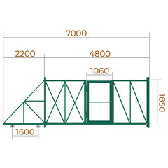 Ворота откатные каркас с комплектом под автоматику Премиум 4,5х2 м с калиткой зеленые RAL 6005 правые - фото 3