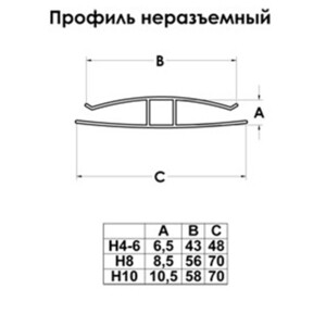 Профиль соединительный Н-образный для поликарбоната 4-6 мм 6 м — купить ...