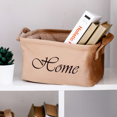 Корзина для хранения Велюр 250х190х140 мм бежевая - фото 5