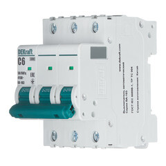 Автоматический выключатель модульный Dekraft BA-103 3P 6А тип C 6 кА 230/400 В (12301DEK) - фото 2