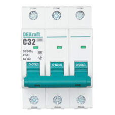 Автоматический выключатель модульный Dekraft BA-103 3P 32А тип C 6 кА 230/400 В (12308DEK)