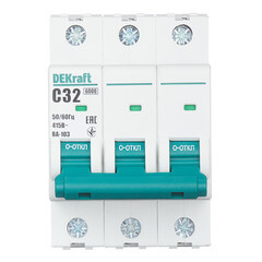 Автоматический выключатель модульный Dekraft BA-103 3P 32А тип C 6 кА 230/400 В (12308DEK) - фото 1