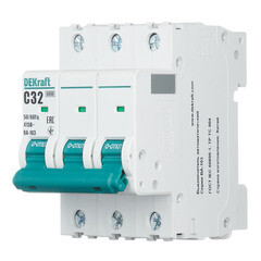 Автоматический выключатель модульный Dekraft BA-103 3P 32А тип C 6 кА 230/400 В (12308DEK) - фото 2