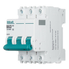Автоматический выключатель модульный Dekraft BA-101 3P 63А тип B 4,5 кА 230/400 В (11036DEK) - фото 2