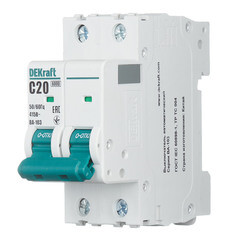 Автоматический выключатель модульный Dekraft BA-103 2P 20А тип C 6 кА 230/400 В (12290DEK) - фото 3
