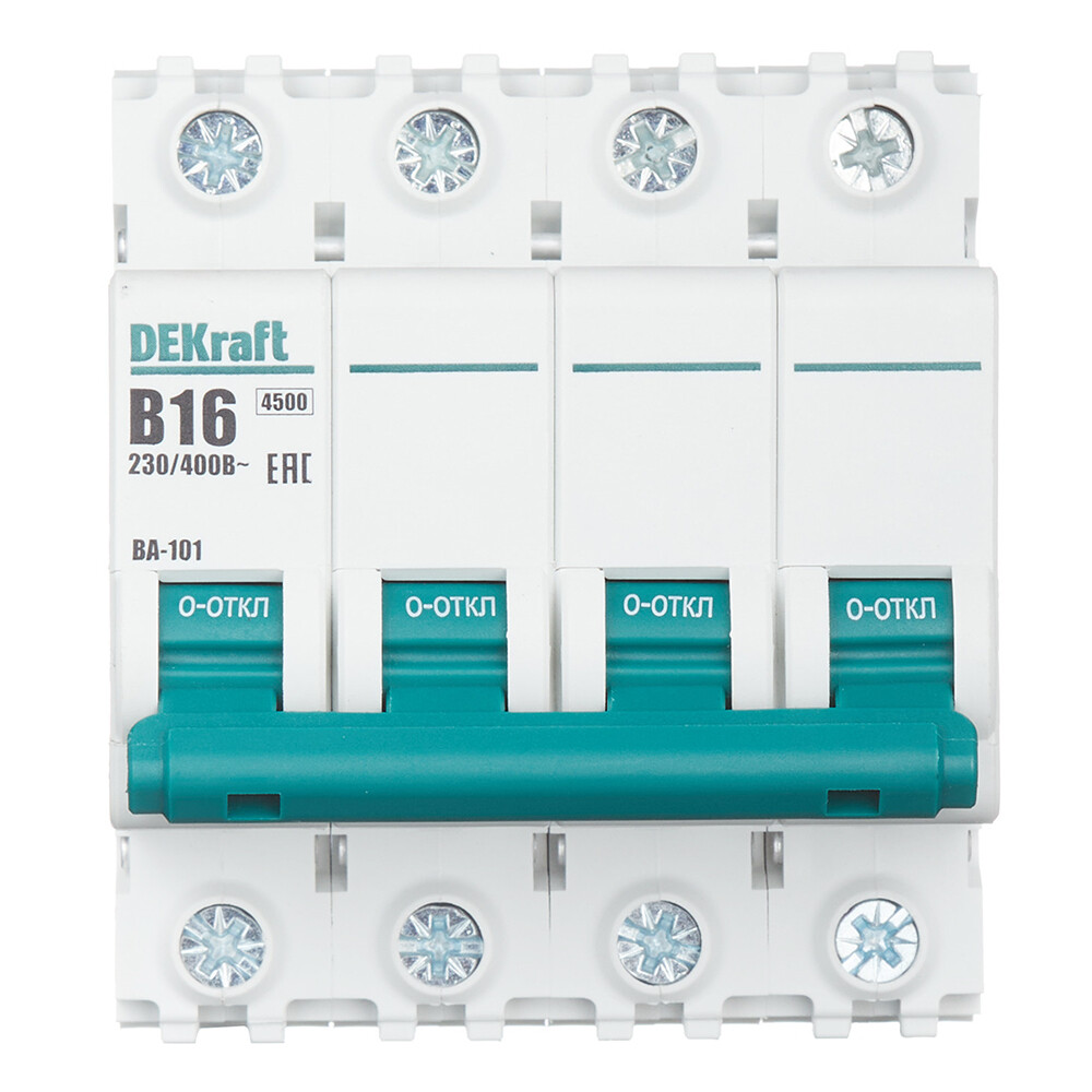 Автоматический выключатель модульный Dekraft BA-101 4Р 16А тип B 4,5 кА 230/400 В (11042DEK)