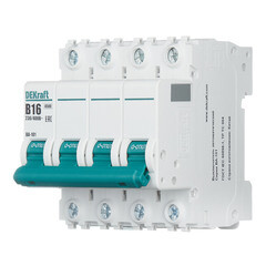 Автоматический выключатель модульный Dekraft BA-101 4Р 16А тип B 4,5 кА 230/400 В (11042DEK) - фото 2