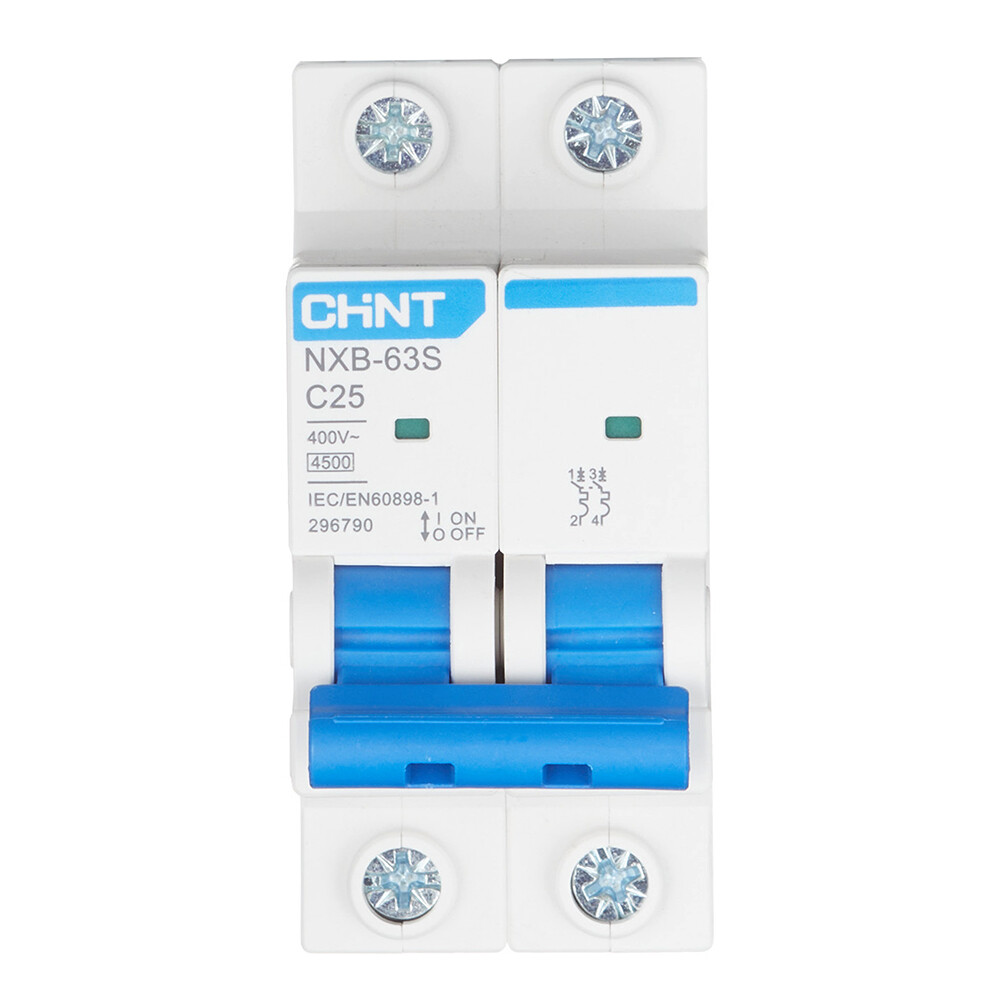 Изображение товара Автоматический выключатель модульный Chint NXB 63S 2P 25А 400В IP20