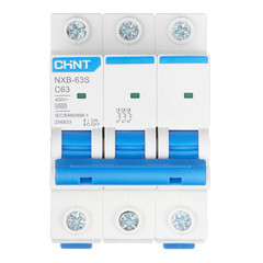 Изображение товара Автоматический выключатель модульный Chint NXB-63S 3P 63А тип C 4,5 кА 400 В (296833 Chint)