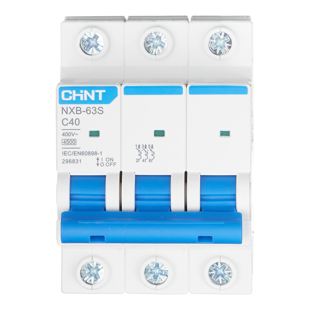 Изображение товара Автоматический выключатель модульный Chint NXB-63S 3P 40А IP20