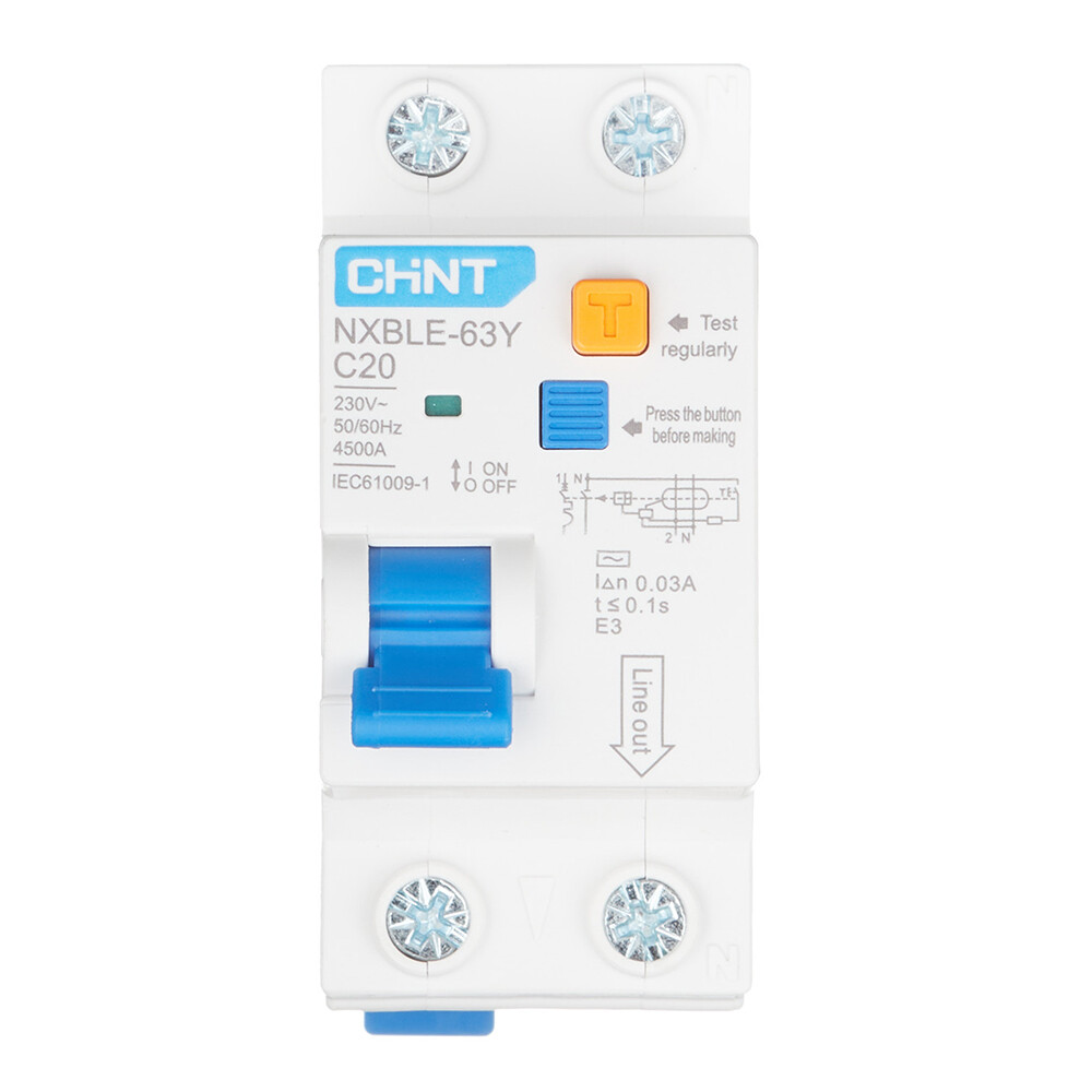 Изображение товара Автомат дифференциальный Chint NXBLE-63Y 20А 1P+N электромагнитный IP20