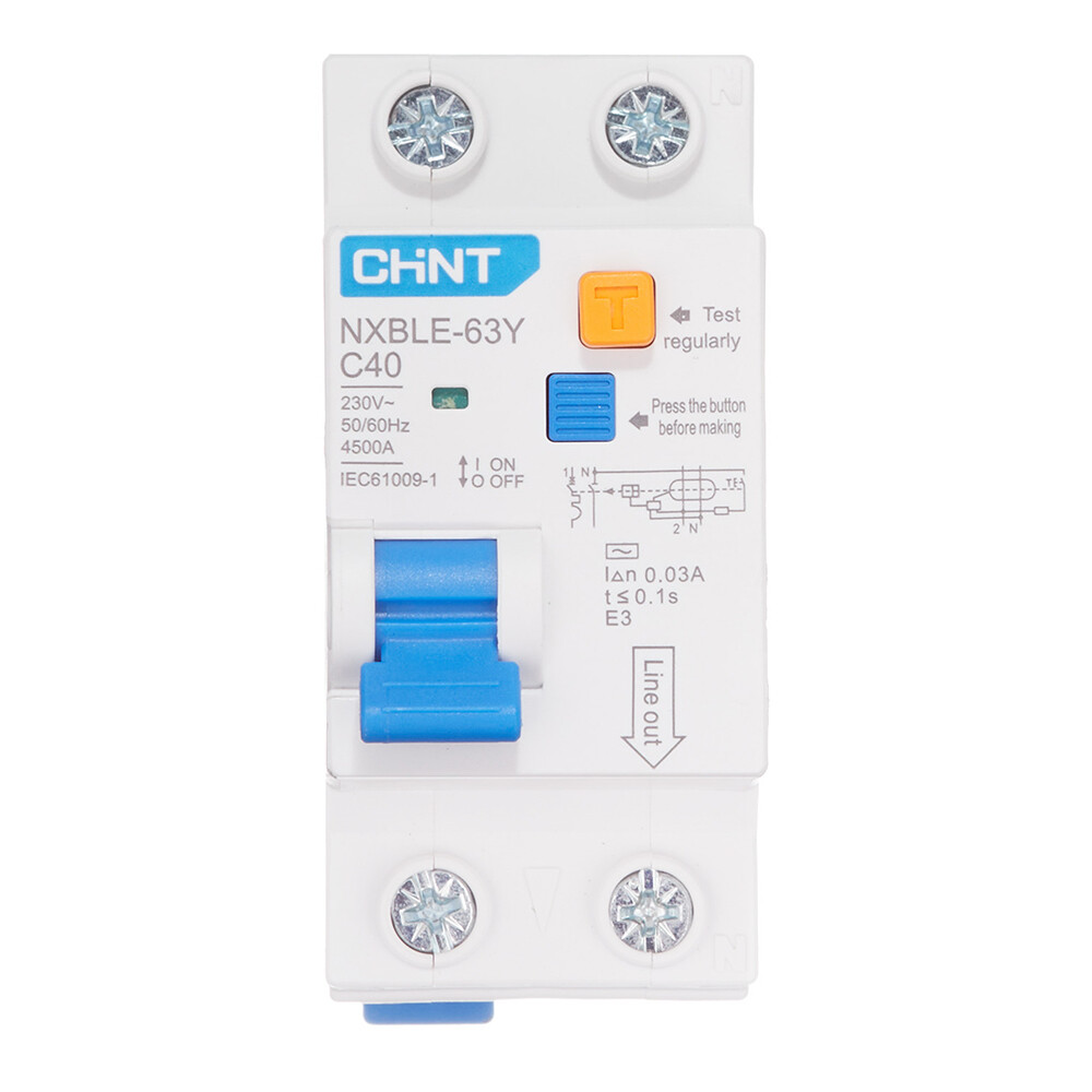 Изображение товара Автомат дифференциальный Chint NXBLE-63Y 40А 1P+N для защиты от утечек тока