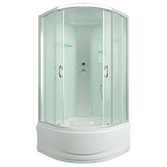 Душевая кабина Erlit Comfort 100х100х215 см стекло матовое 4 мм с высоким поддоном полукруг - фото 1