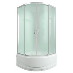 Душевая кабина Erlit Comfort 100х100х215 см стекло матовое 4 мм с высоким поддоном полукруг - фото 2